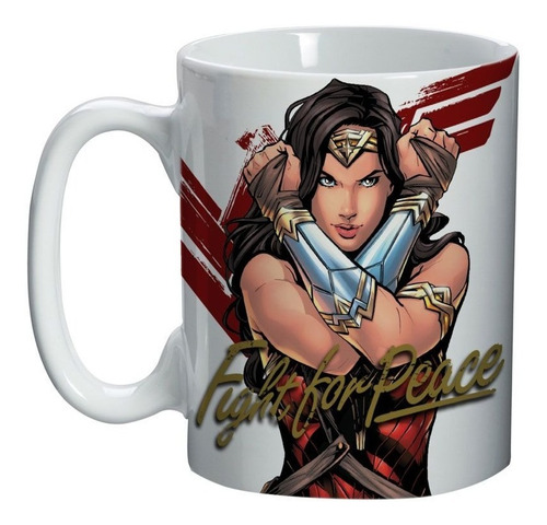 Caneca Xícara Porcelana Mulher Maravilha Fight For Peace Nova Coleção