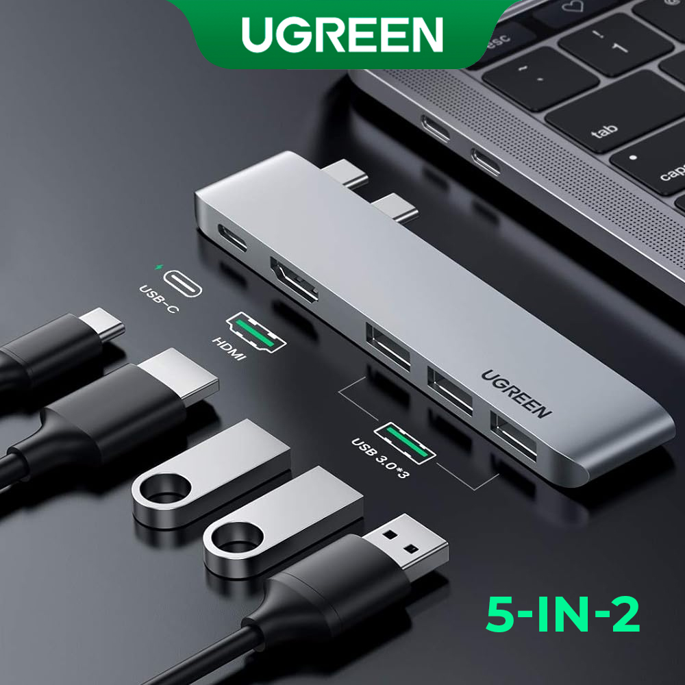 UGREEN Hub Multifuncional 5 em 1 para Usb C MacBook Air/Pro Cinza