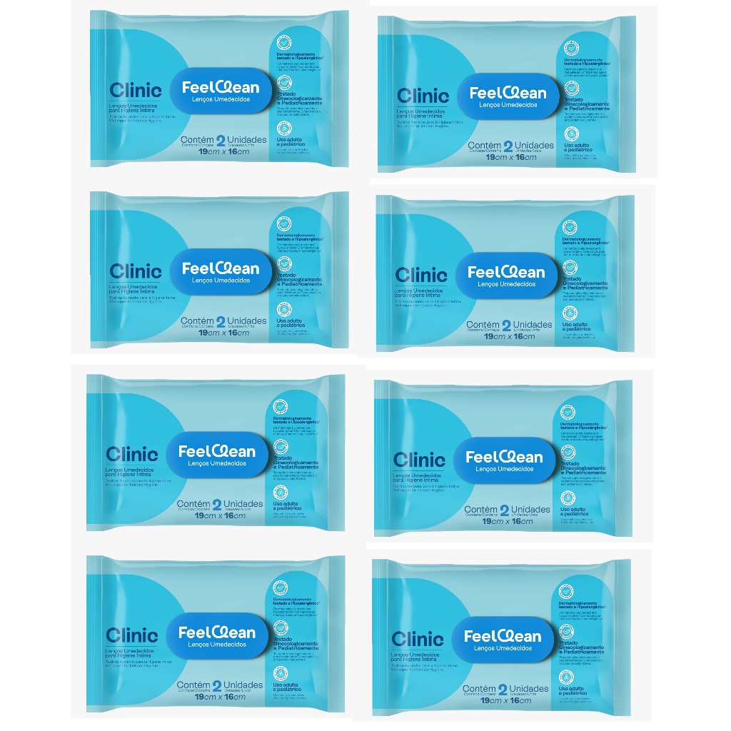 Lenço Intimo FeelClean com 8 Pacotes (16 unidades) Limpeza Higiene Assepsia em Oferta na Shopee