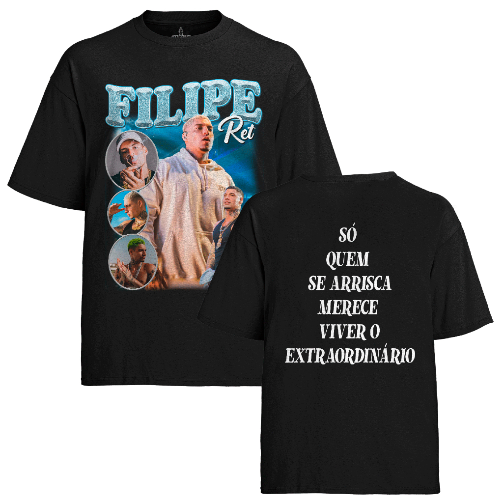 Camiseta Algodão Unissex T shirt Felipe Ret Rapper Azul Bebe