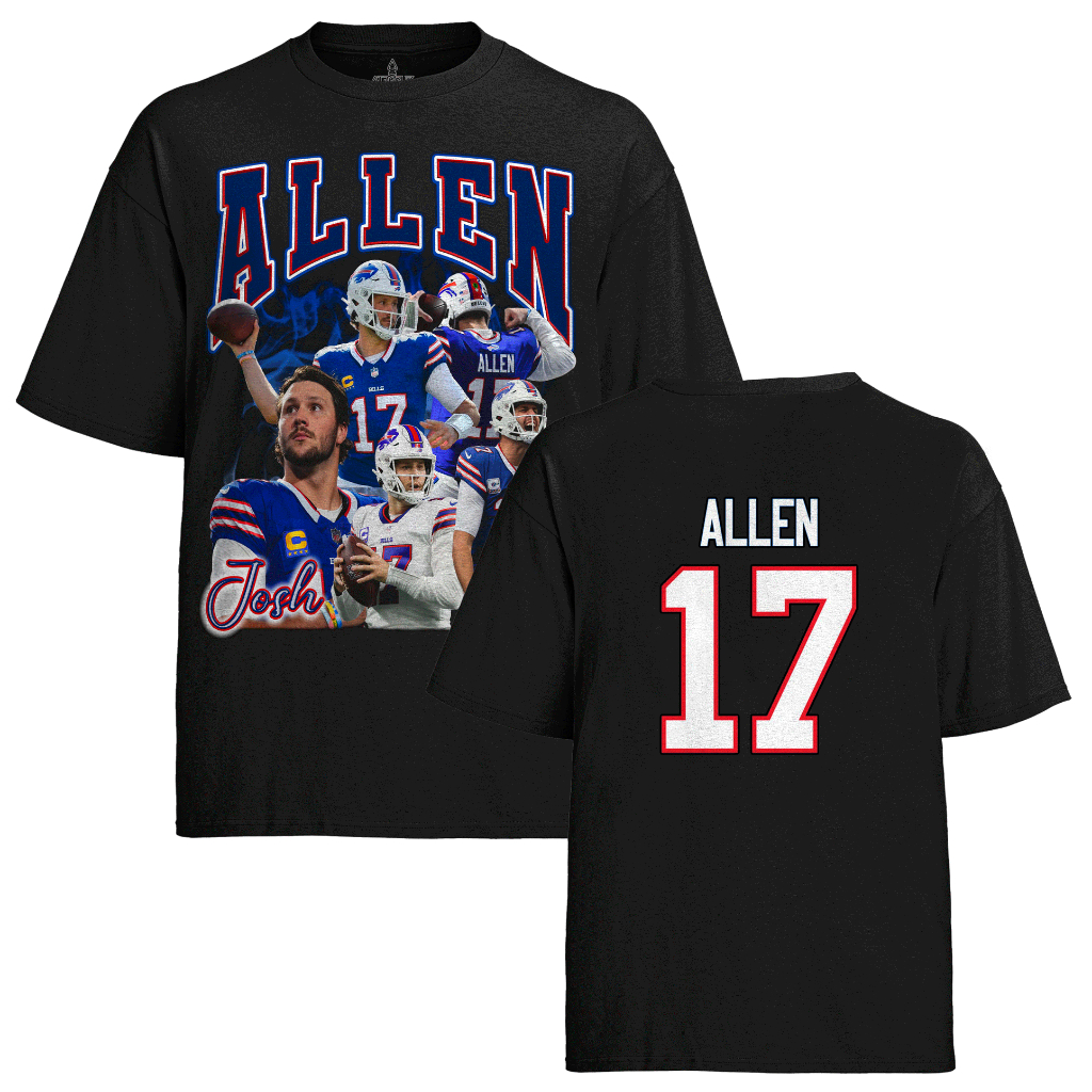 Camiseta Graphic Tee Tshirt Josh Allen 17 Jogador de Futebol Americano FC