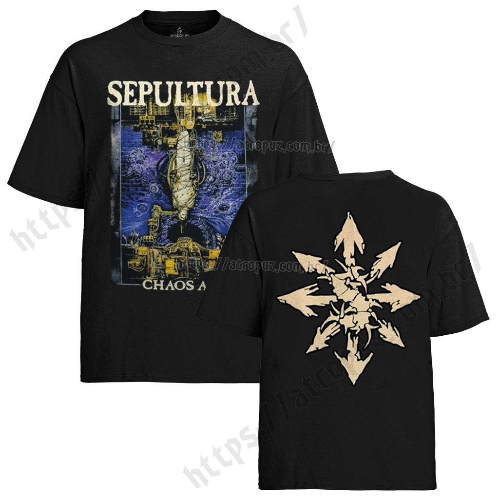 Camiseta Algodão Unissex Tshirt Sepultura Chaos em Oferta na Shopee