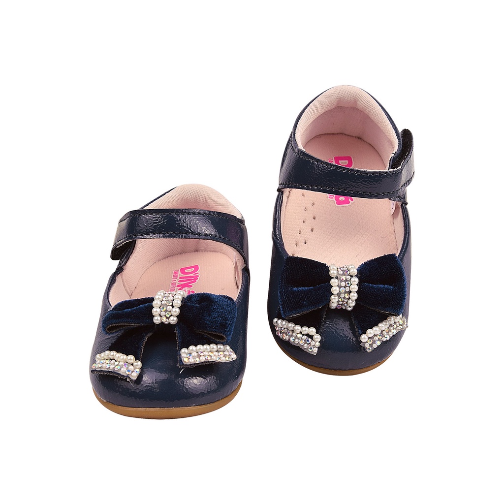 Sapatilha Infantil Feminina Dliká Sapatinho Bebê Menina Azul Marinho Com Strass