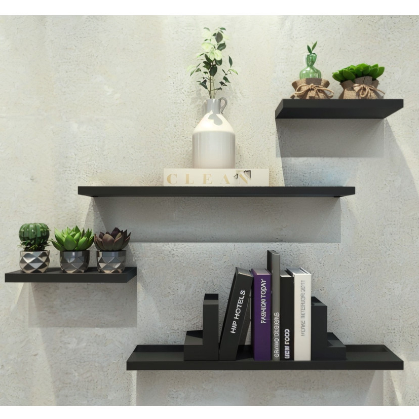 Kit prateleira suspensa, quarto, sala, escritório. Progetatti Móveis - Cor: Preto em Oferta na Shopee