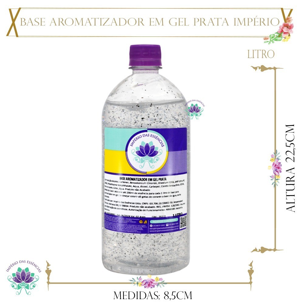 Base em Gel para Aromatizador Prata Império 1L – Perfeita para Fragrâncias e Decoração