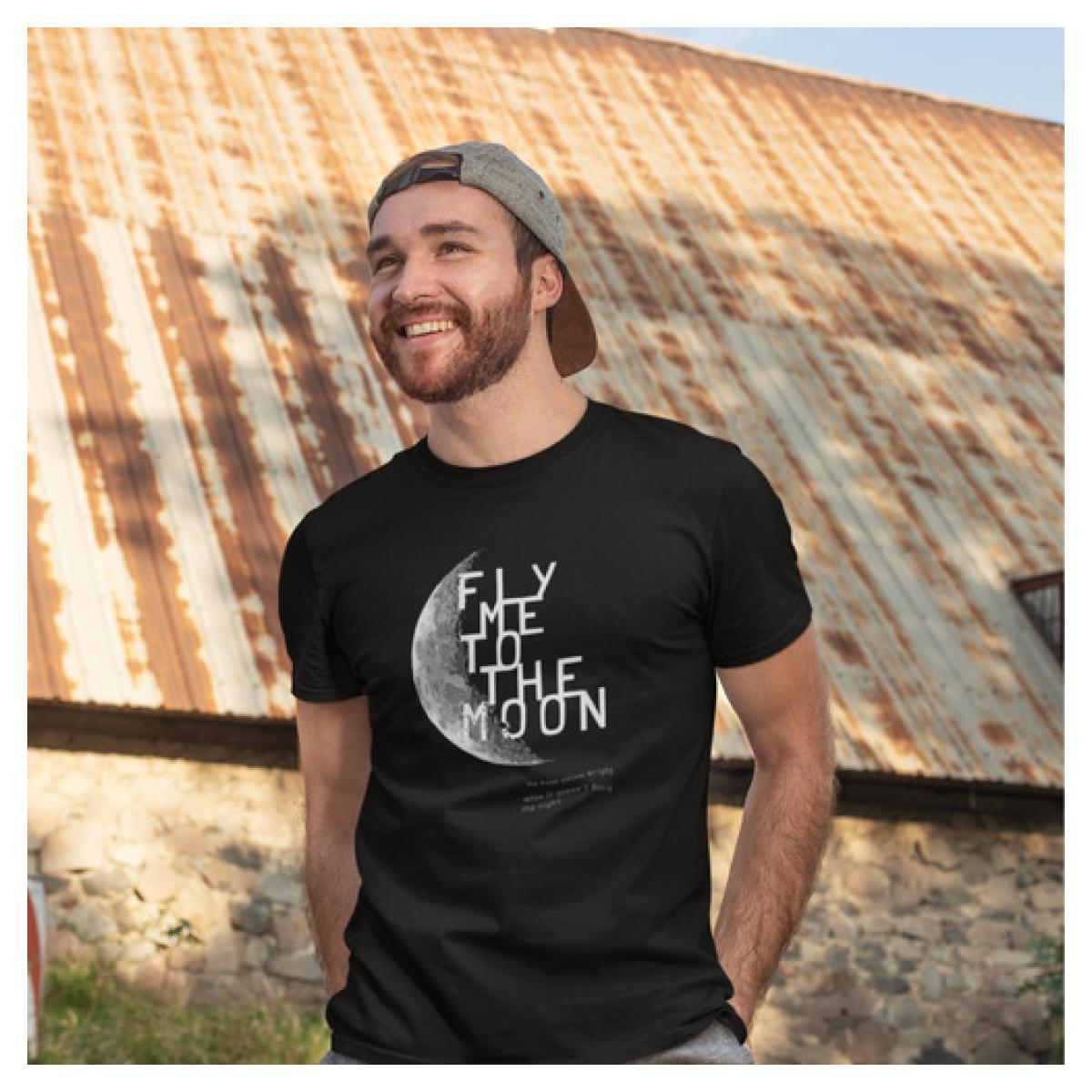 Camiseta Algodao Frases Fly To The Moon Fly  Dark Dtf