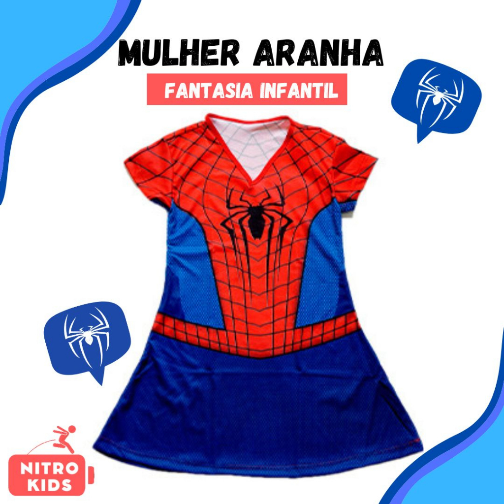 Fantasia Vestido Simples da Mulher Aranha