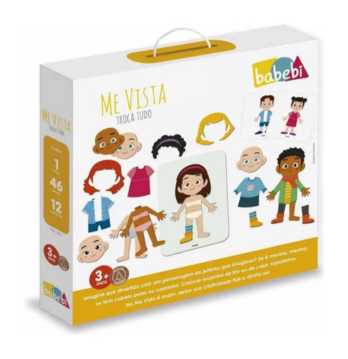 Brinquedo Educativo Me Vista Troca Tudo Jogo Madeira Didático Pedagógico - Babebi
