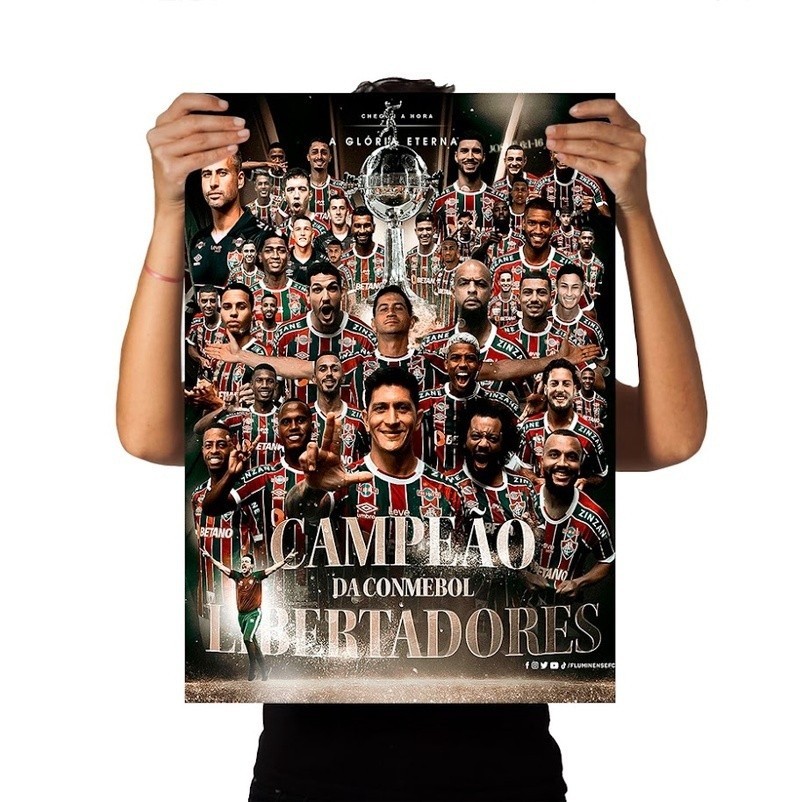 Kit Pôster GRANDE Plastificado Fluminense Campeão da Libertadores 2023 - Impressão Alta Qualidade - Modelo 08