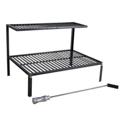 Grelha em Aço Carbono Parrilla Rústica Barra Chata 75cm Atiçador de Fogo