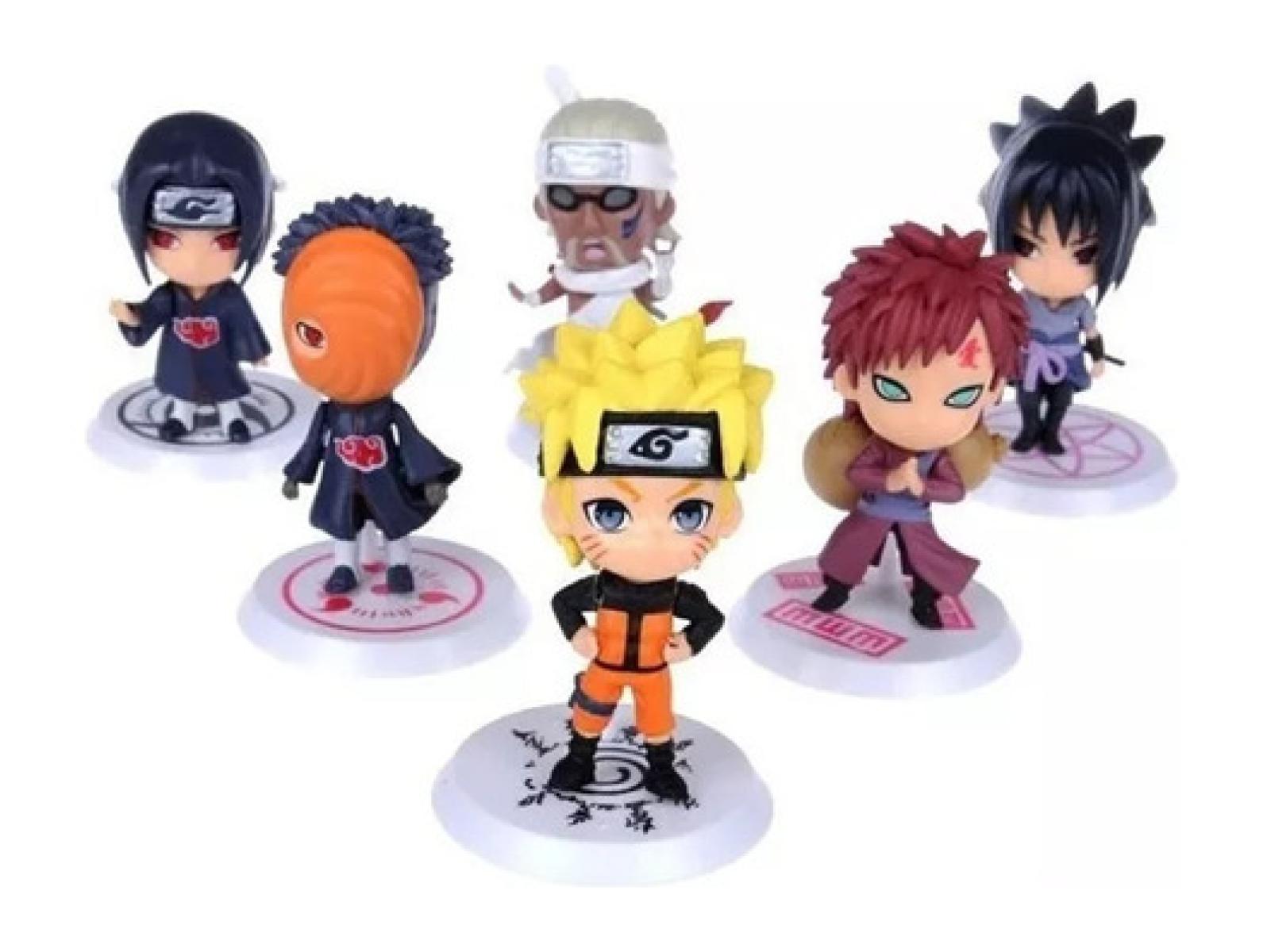 Kit 6 Action Figure Naruto Gaara Itachi Tobi Killer Sasuke