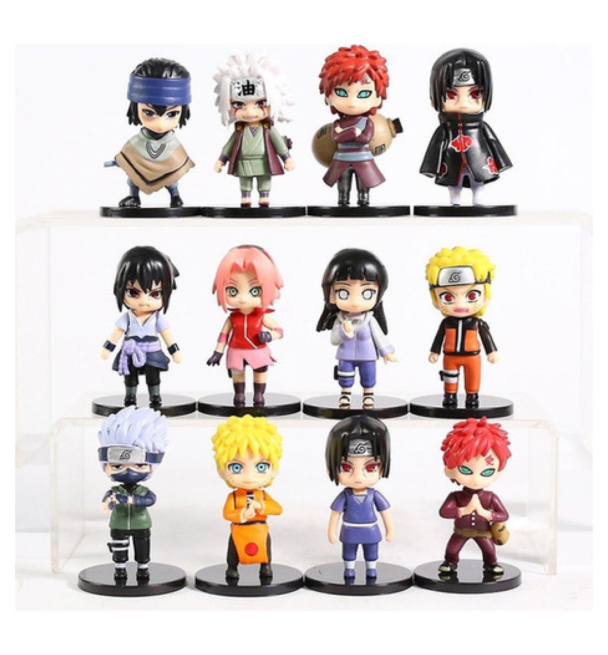 Kit 12 Bonecos Naruto Action Figure Sasuke Itachi Jiraya