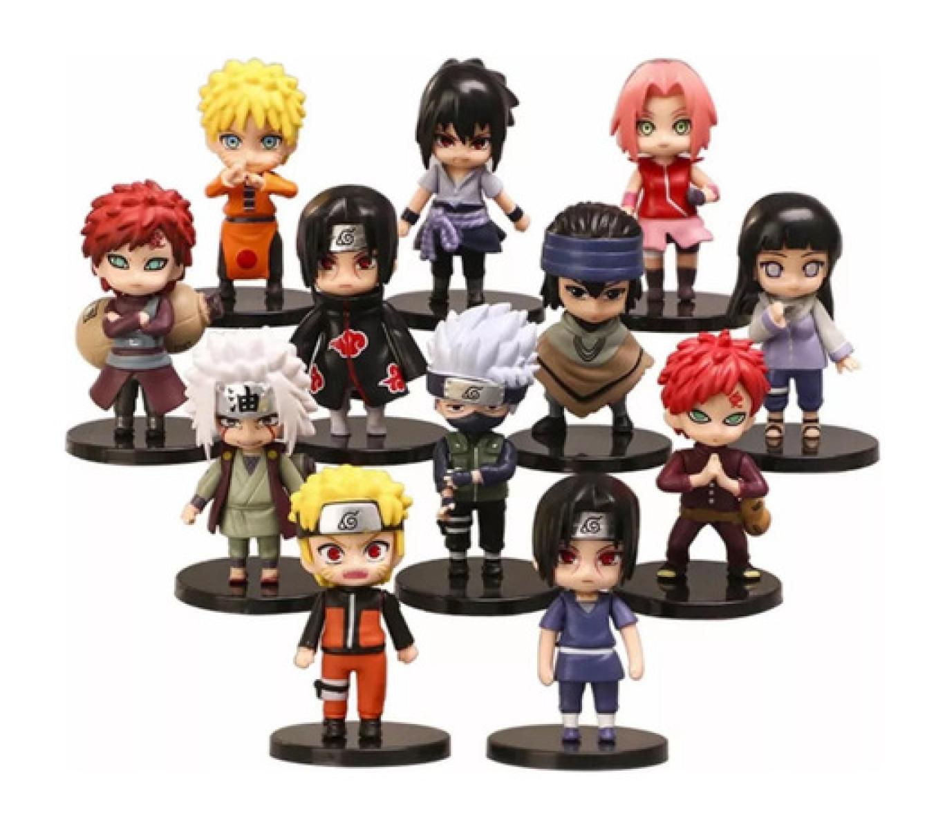 Kit 12 Bonecos Naruto Action Figure Sasuke Itachi Jiraya 7cm