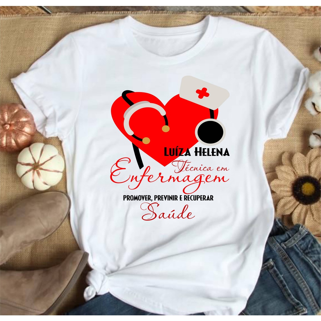 Camiseta Técnica em Enfermagem  BabyLook Técnica  em Enfermagem T-shirt Técnica em Enfermagem Com Nome #1