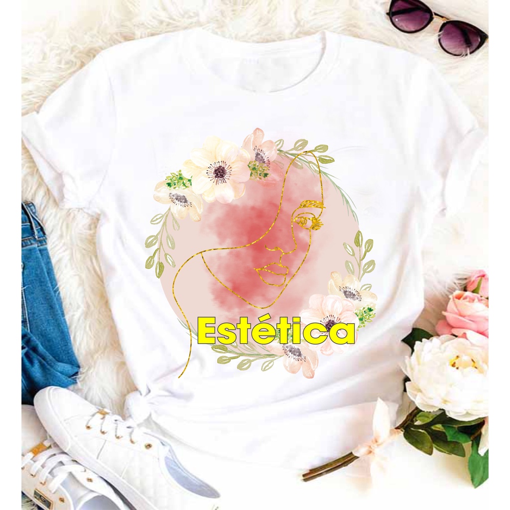 Camiseta Esteticista Feminina T-Shirt Profissões  Estética e Cosmética mod5