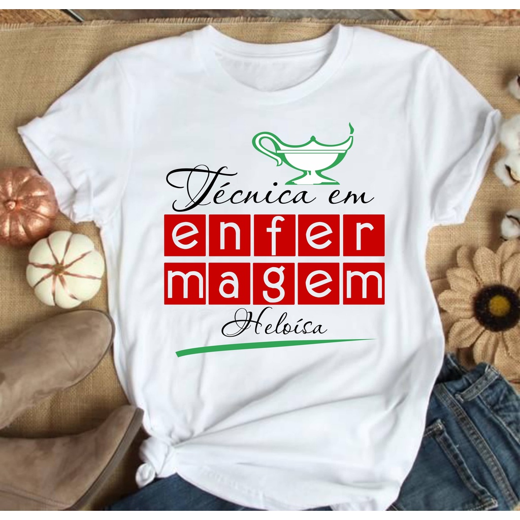 Camiseta Técnica em Enfermagem  BabyLook Técnica  em Enfermagem T-shirt Técnica em Enfermagem Com Nome #12