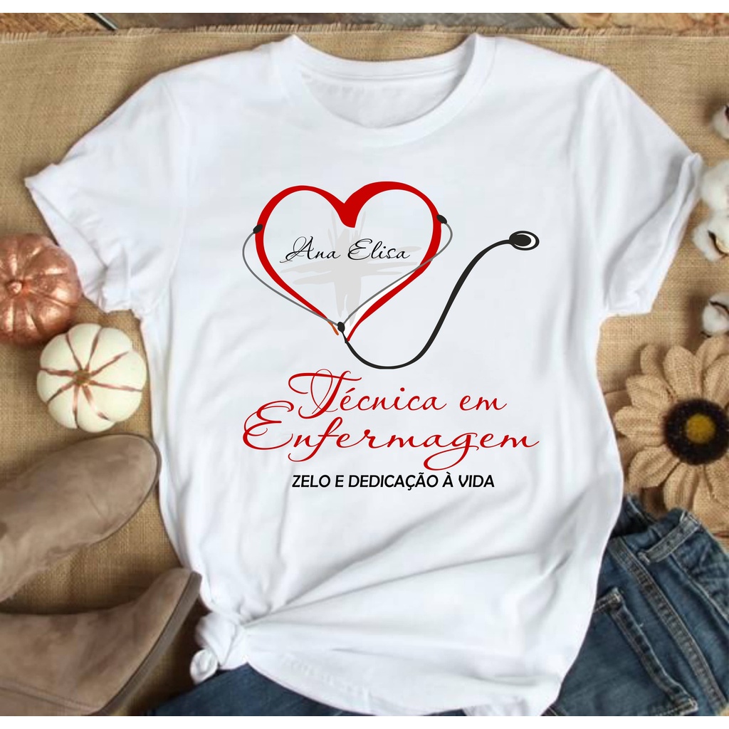 Camiseta Técnica em Enfermagem BabyLook Técnica  em Enfermagem T-shirt Técnica em Enfermagem Com Nome #1