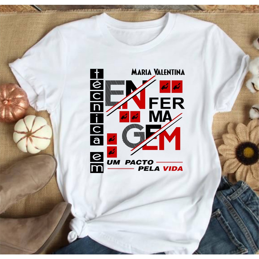 Camiseta Técnica em Enfermagem BabyLook Técnica  em Enfermagem T-shirt Técnica em Enfermagem Com Nome #2