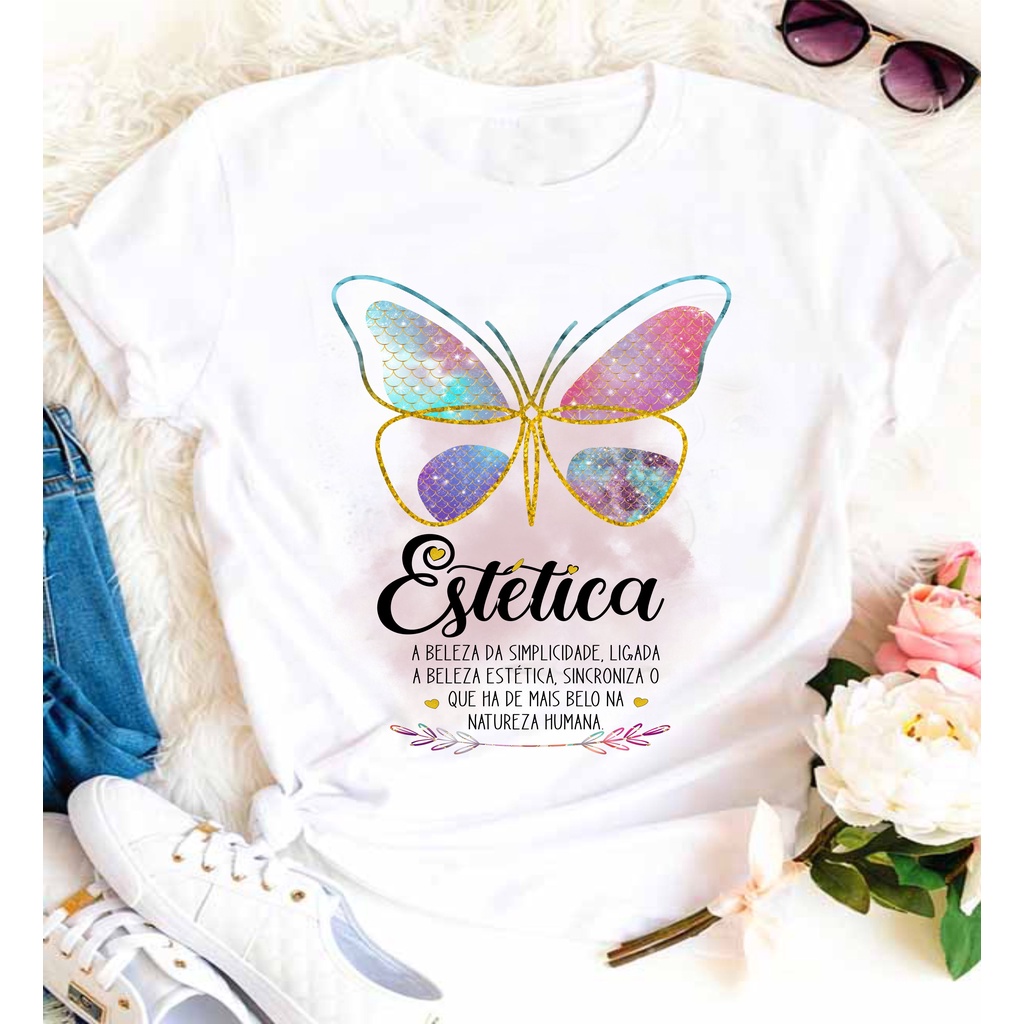 Camiseta Esteticista Feminina T-Shirt Profissões  Estética e Cosmética mod4