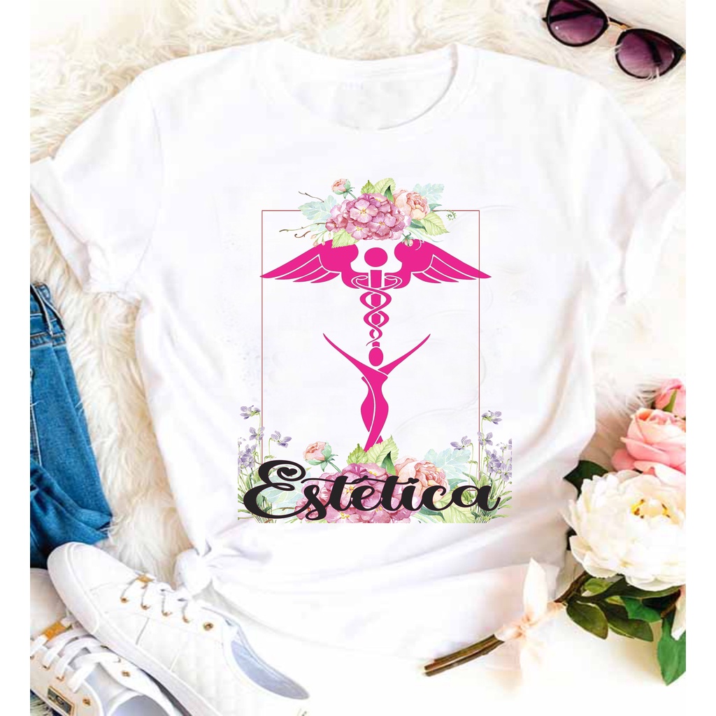 Camiseta Esteticista Feminina T-Shirt Profissões  Estética e Cosmética mod1