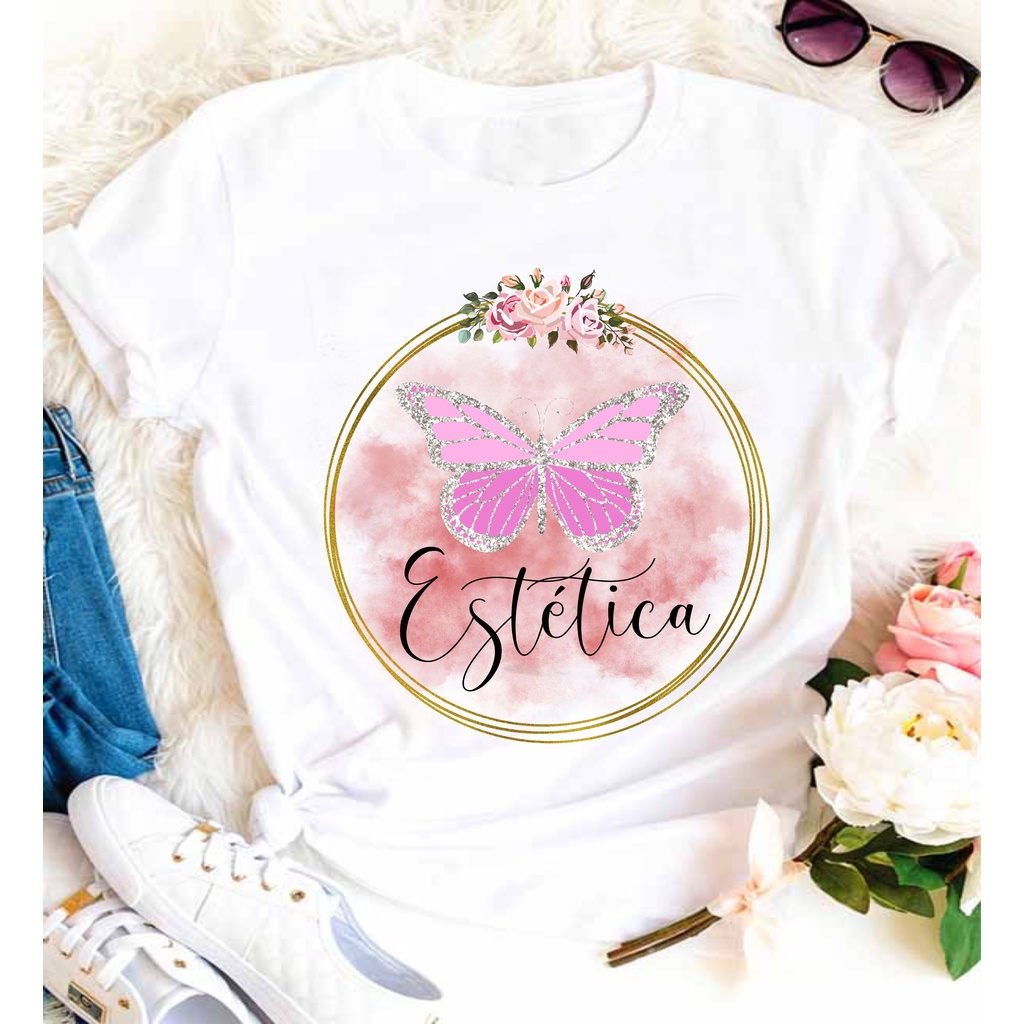 Camiseta Esteticista Feminina T-Shirt Profissões  Estética e Cosmética mod2