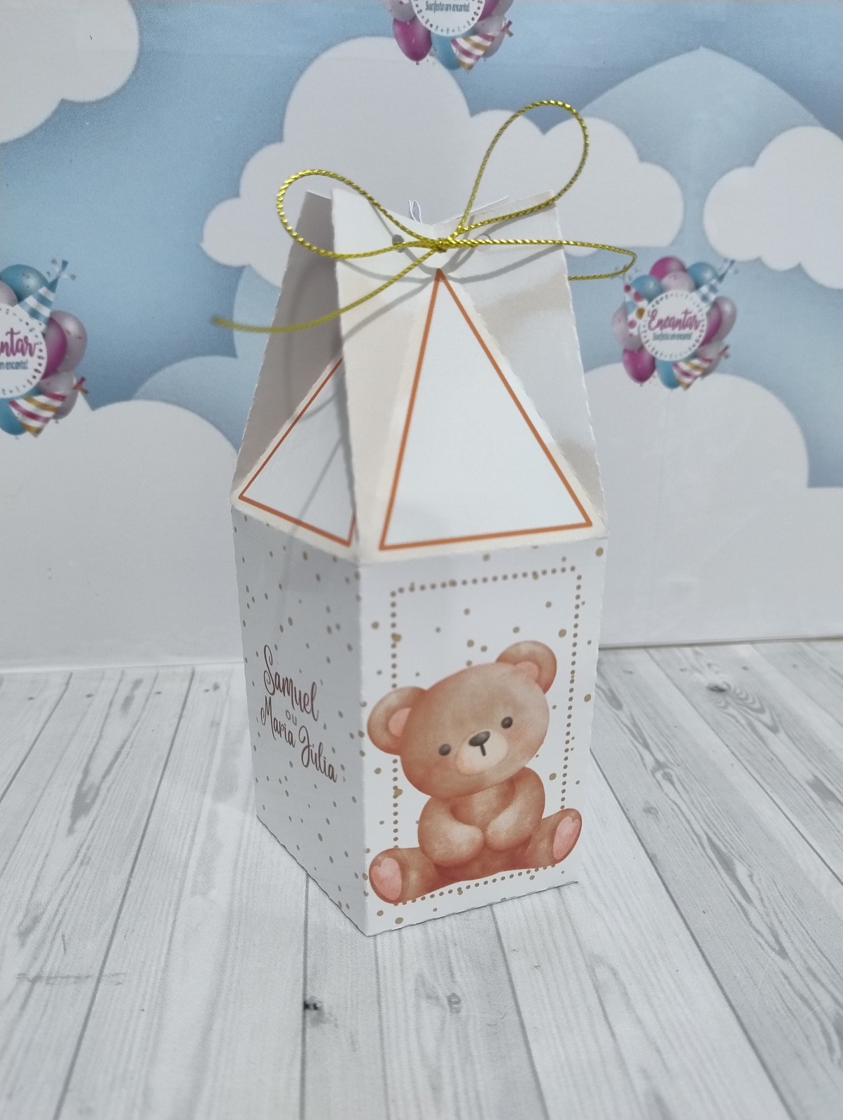 Caixa Abinha Simples Personalizada | Chá Revelação Ursinho Marrom | Papelaria para festa | Lembrancinha Personalizada