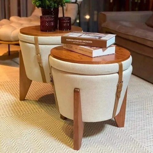 Puff 3 em 1: Redondo, Baú e Mesa para Sala e Quarto