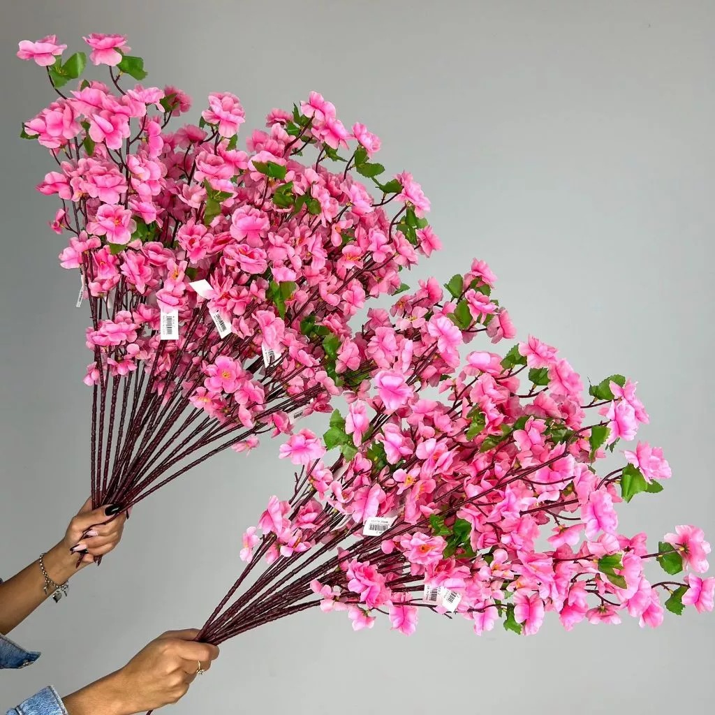 Kit 10 a 40 Buquê De Flores De Cerejeira Artificial, Flor Pessegueiro, Estilo oriental Decoração 65CM -A-504