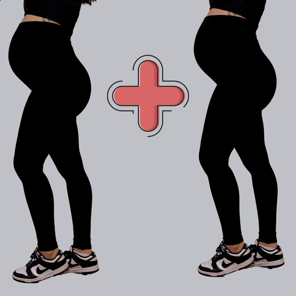 Calça Legging Gestante Sem Costura Cintura Alta Cós Anatômico Maternidade