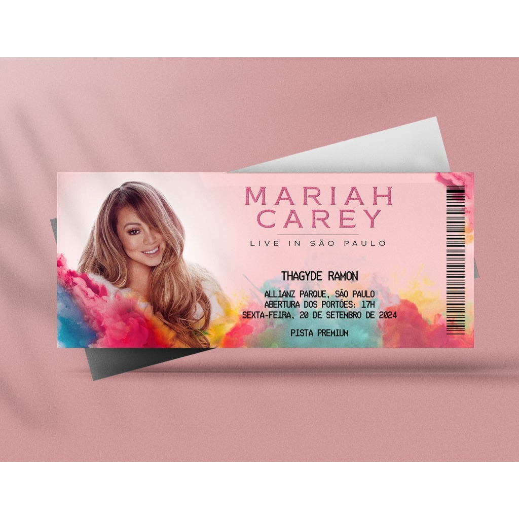 Ingresso Holográfico Personalizado Mariah Carey - Live in São Paulo