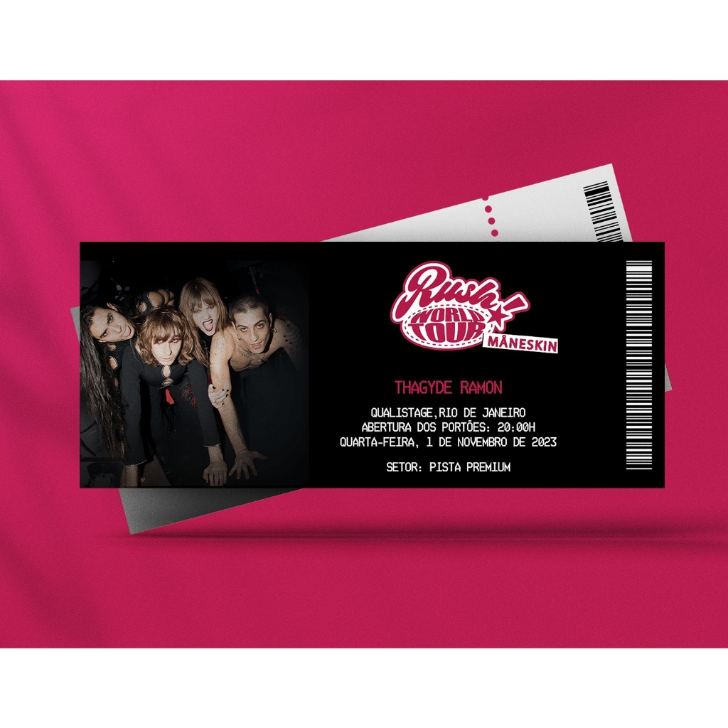 Ingresso Holográfico Personalizado Maneskin - Rush! World Tour
