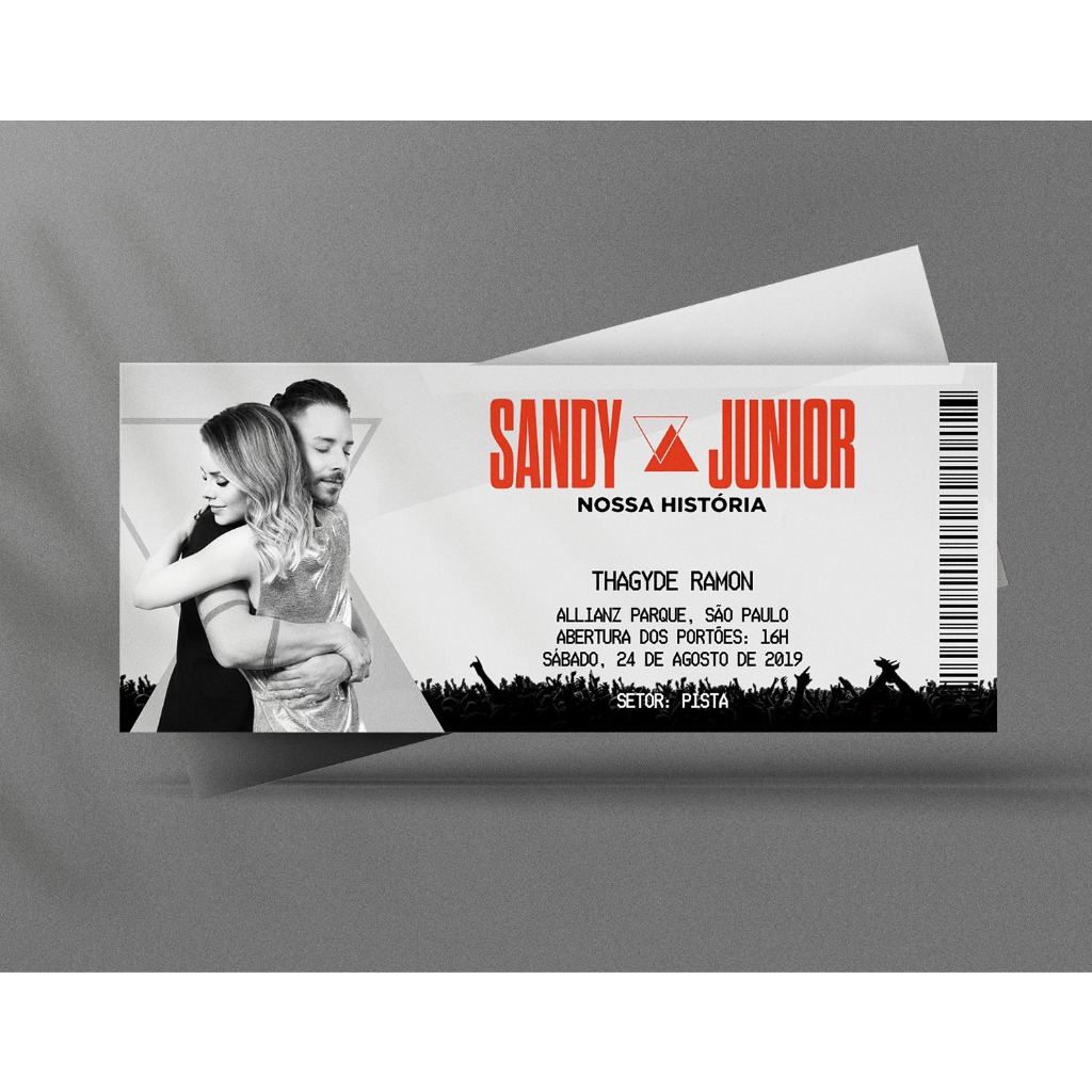 Ingresso Holográfico Personalizado Sandy & Junior - Nossa História