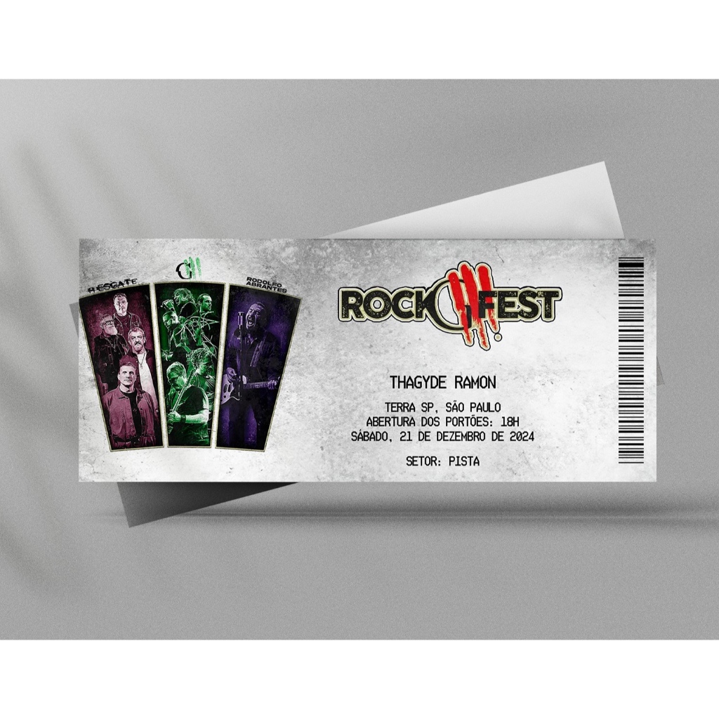 Ingresso Holográfico Personalizado Rockfest G3 2024
