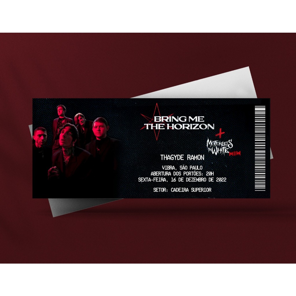 Ingresso Holográfico Personalizado Bring Me The Horizon 2022