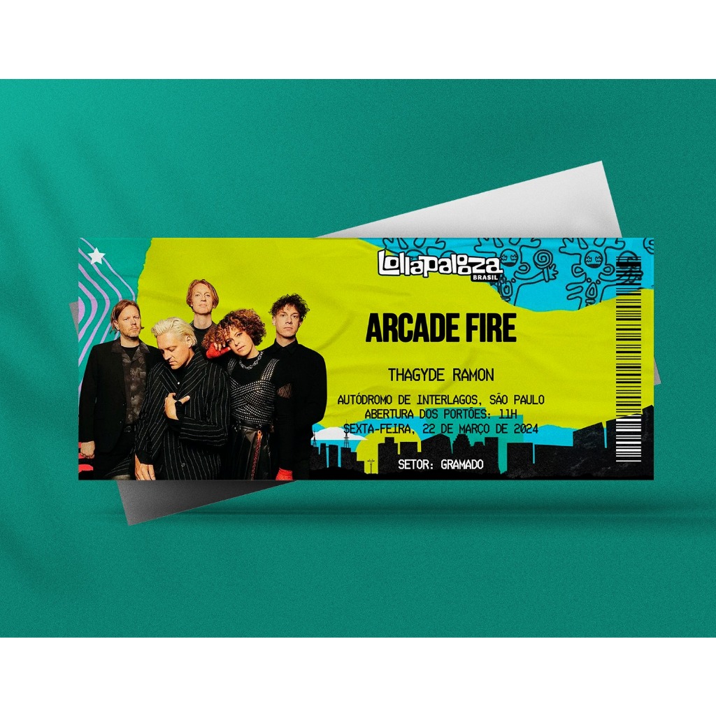 Ingresso Holográfico Personalizado Arcade Fire - Lollapalooza 2024