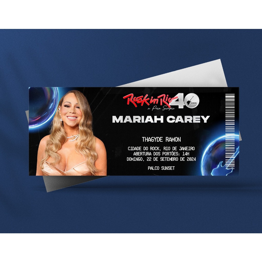 Ingresso Holográfico Personalizado Mariah Carey - Rock in Rio 2024