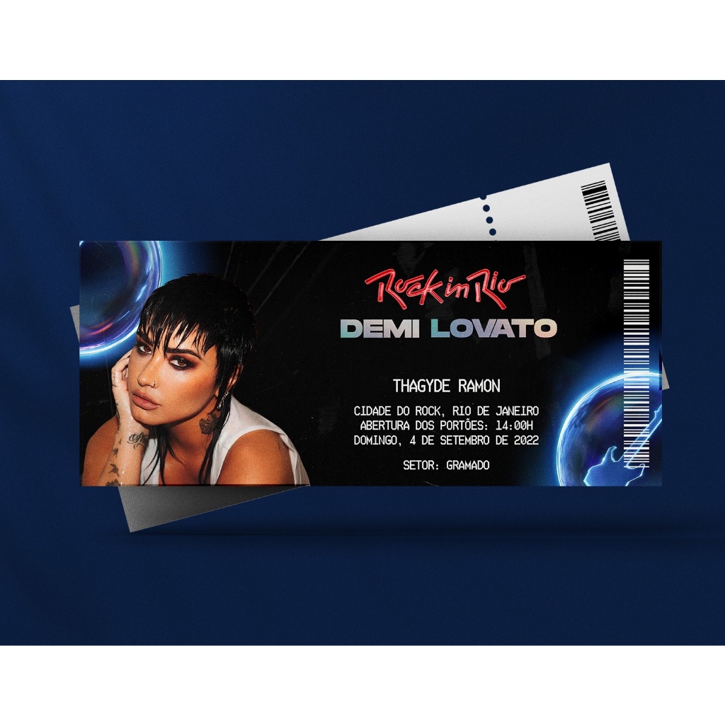 Ingresso Holográfico Personalizado Demi Lovato - Rock in Rio