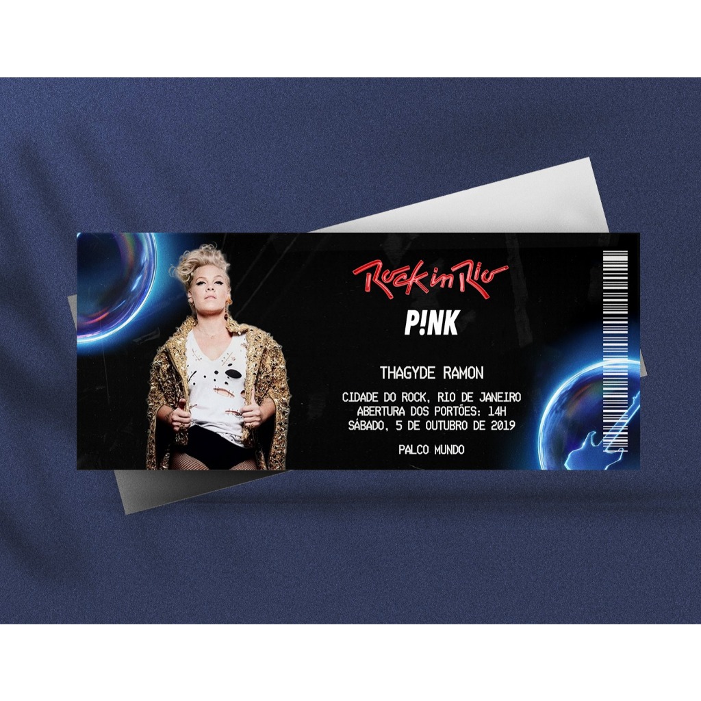 Ingresso Holográfico Personalizado P!nk Rock in Rio 2019