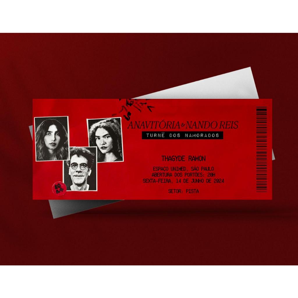 Ingresso Holográfico Personalizado AnaVitória & Nando Reis - Turnê dos Namorados
