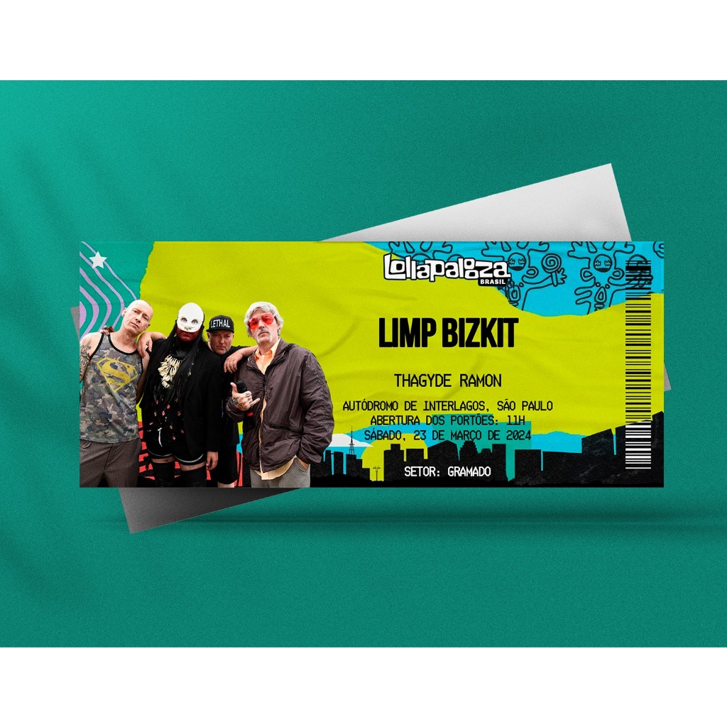 Ingresso Holográfico Personalizado Limp Bizkit - Lollapalooza 2024