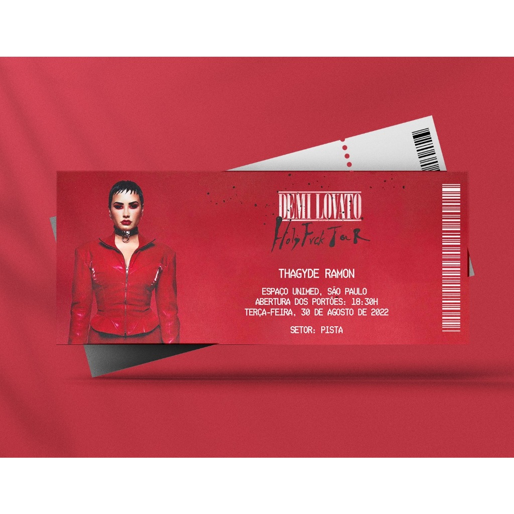 Ingresso Holográfico Personalizado Demi Lovato - Holy Fvck Tour