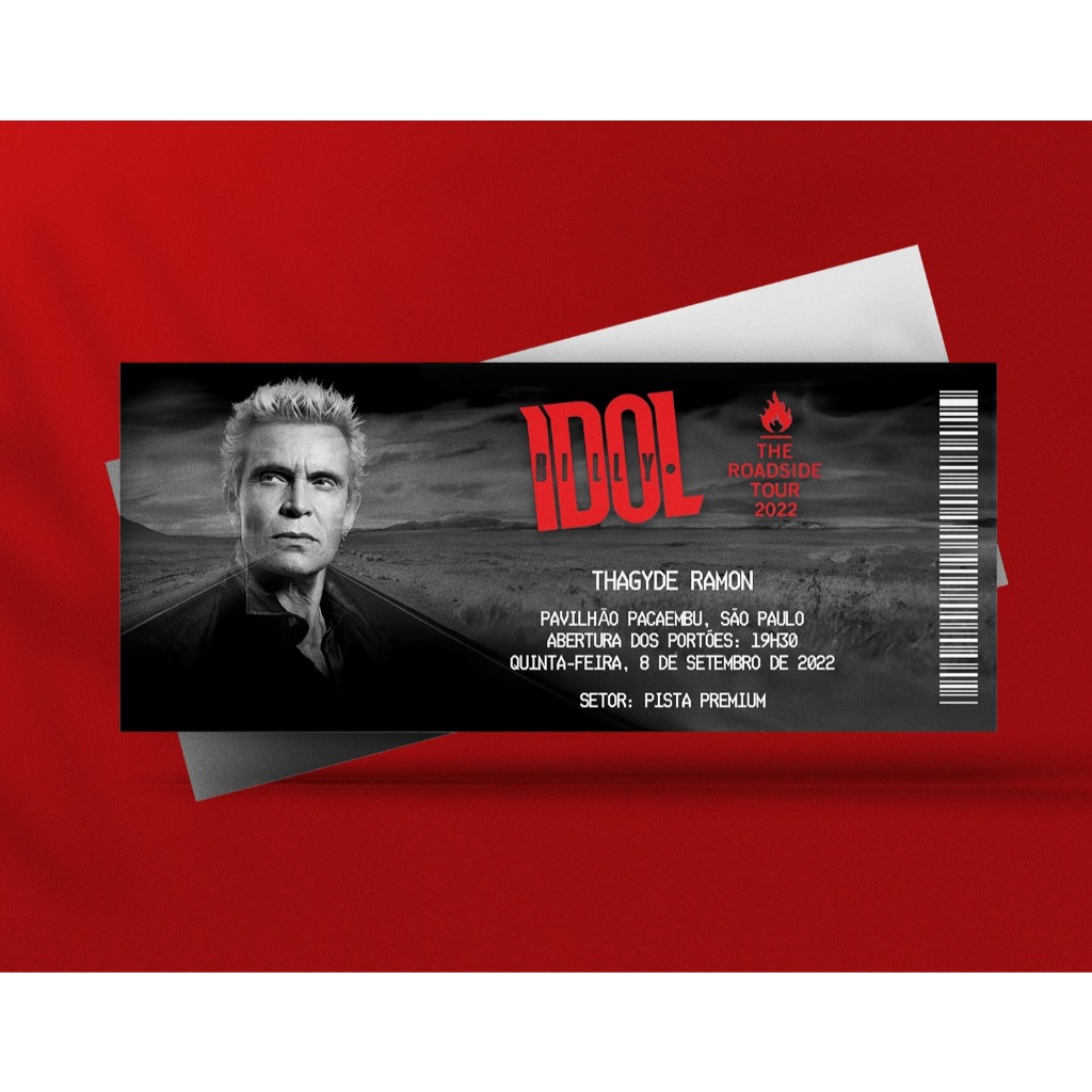 Ingresso Holográfico Personalizado Billy Idol -  The Roadside Tour 2022