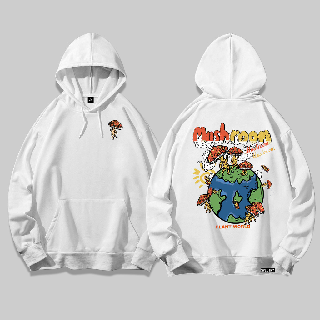 Moletom Canguru Com Bolso e Capuz Streetwear Mush Cogumelo Premium Unissex