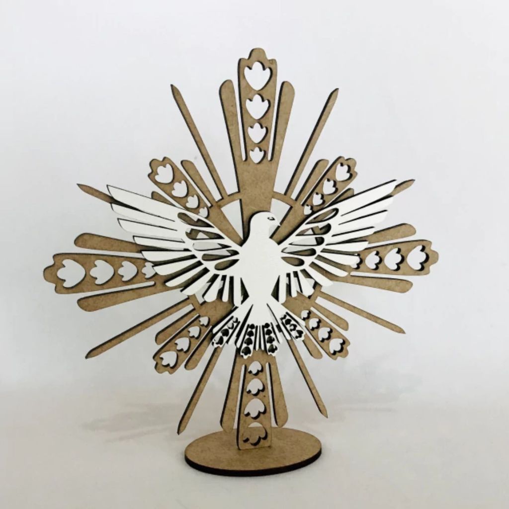 Kit Divino Espirito Santo Lembrancinha Religiosa - Primeira Eucaristia, Crisma e Eventos. Personalizado MDF