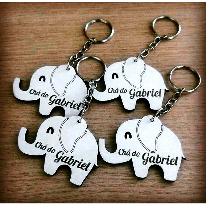 Kit Chaveiros MDF Elefante - Lembrancinha Chá de Bebê / Chá de Fraldas e Aniversário