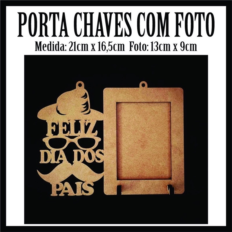 Kit de Porta Retrato Chaves Com Foto Dia Dos Presente Criativo em MDF