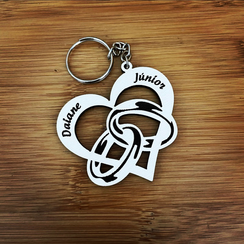 Kit de Chaveiros MDF Coração Com Alianças Casamento Casamento Personalizado em MDF