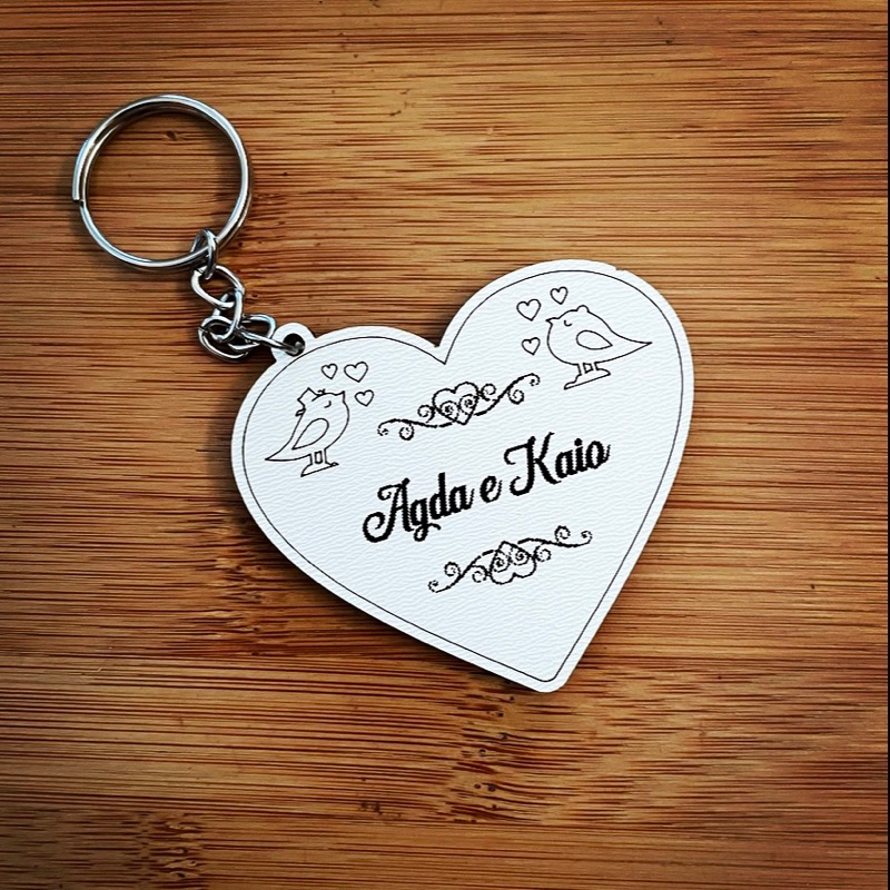 Kit de Chaveiros MDF Coração Com Pássaros Casamento Casamento Personalizado em MDF