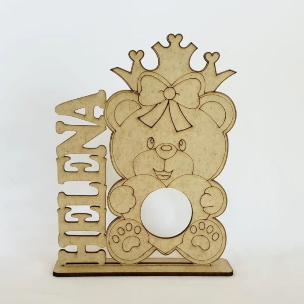Kit de Porta Bombom Ursinha Princesa Aniversário Aniversário Infantil em MDF