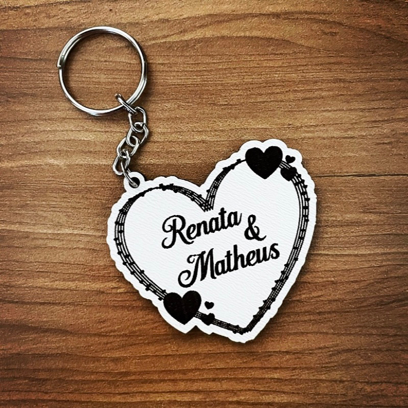 Kit de Chaveiros MDF Modelo Coração Casamento Com Casamento Personalizado em MDF